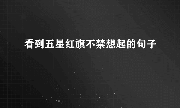 看到五星红旗不禁想起的句子