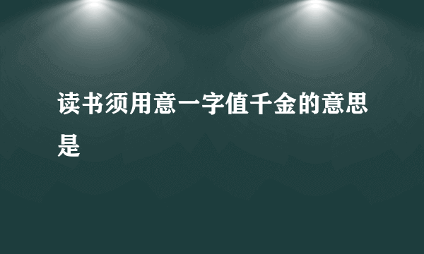 读书须用意一字值千金的意思是
