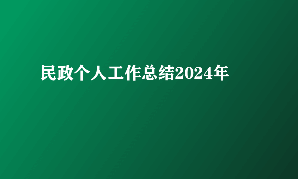 民政个人工作总结2024年
