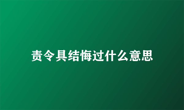 责令具结悔过什么意思