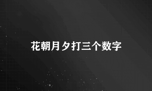 花朝月夕打三个数字