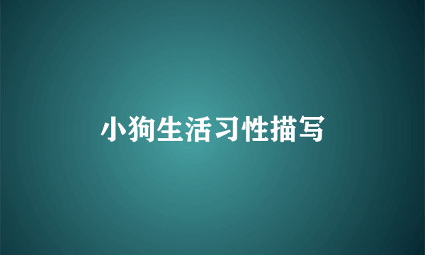 小狗生活习性描写