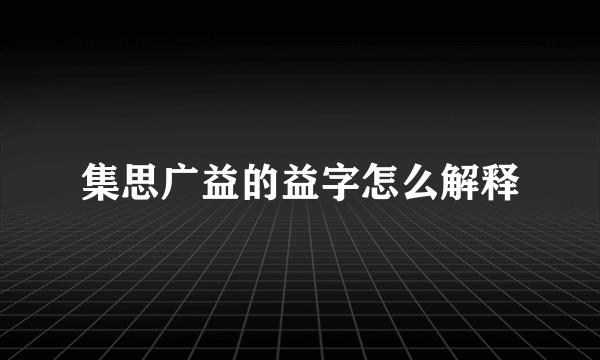 集思广益的益字怎么解释