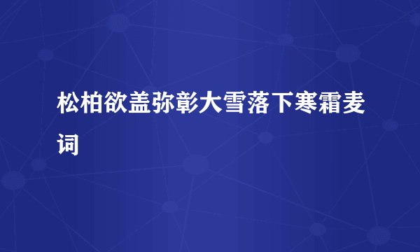 松柏欲盖弥彰大雪落下寒霜麦词