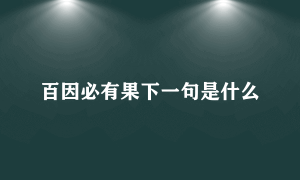 百因必有果下一句是什么