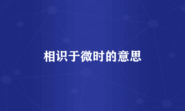 相识于微时的意思