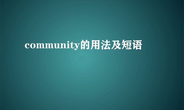 community的用法及短语