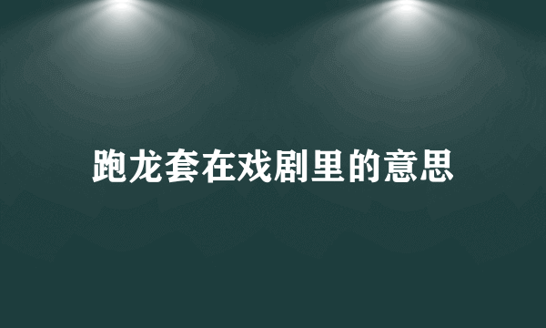 跑龙套在戏剧里的意思