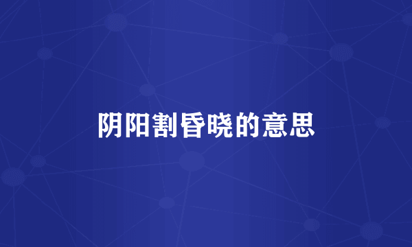 阴阳割昏晓的意思