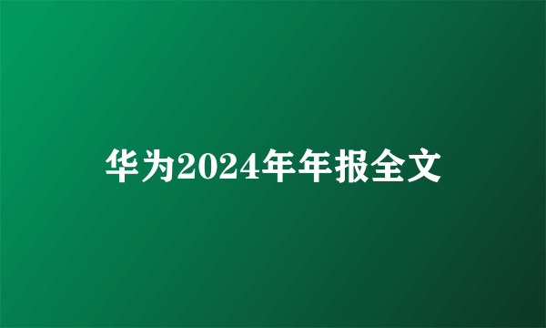 华为2024年年报全文