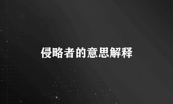 侵略者的意思解释