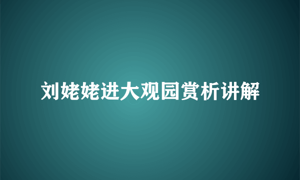 刘姥姥进大观园赏析讲解