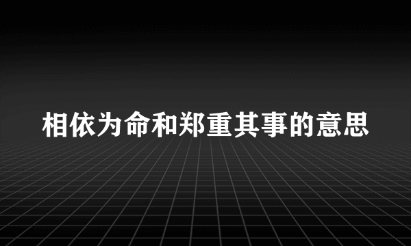 相依为命和郑重其事的意思