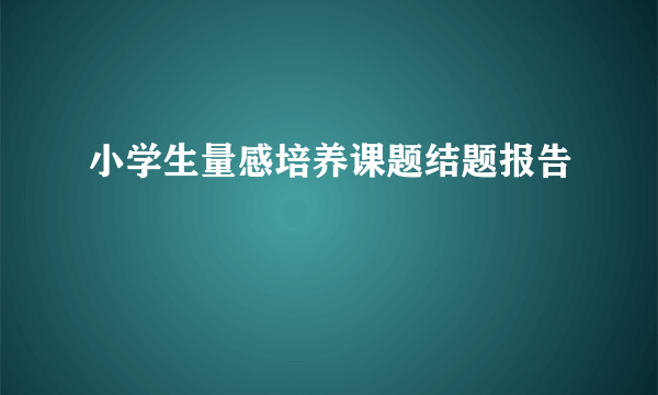 小学生量感培养课题结题报告