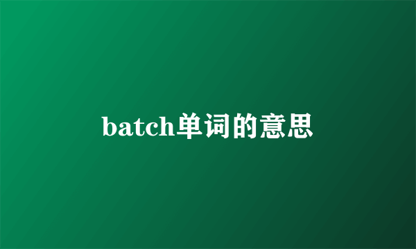 batch单词的意思