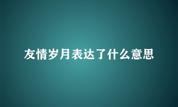 友情岁月表达了什么意思