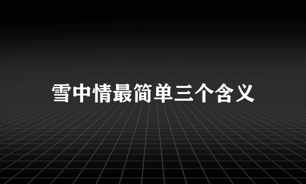 雪中情最简单三个含义