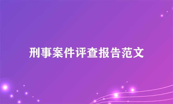 刑事案件评查报告范文