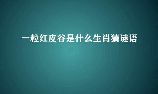 一粒红皮谷是什么生肖猜谜语