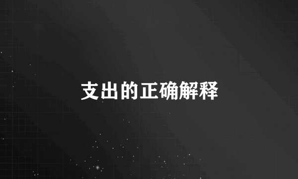 支出的正确解释
