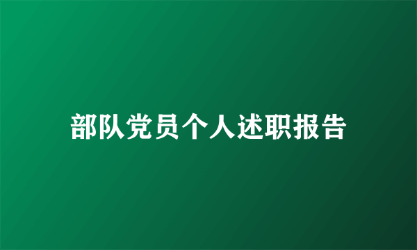 部队党员个人述职报告