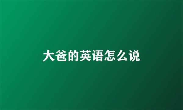 大爸的英语怎么说