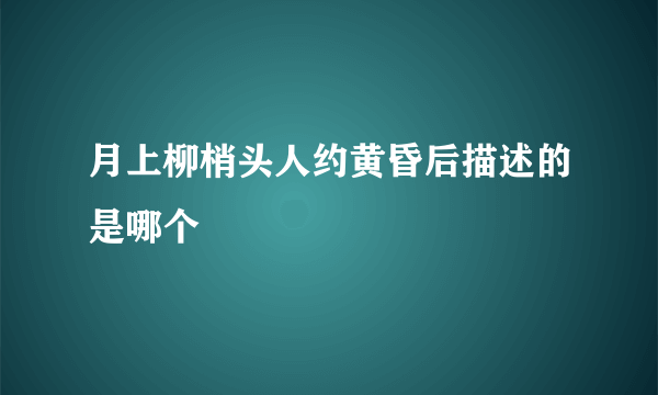 月上柳梢头人约黄昏后描述的是哪个