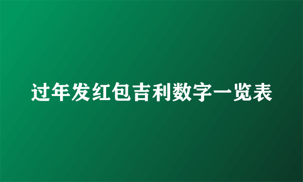 过年发红包吉利数字一览表
