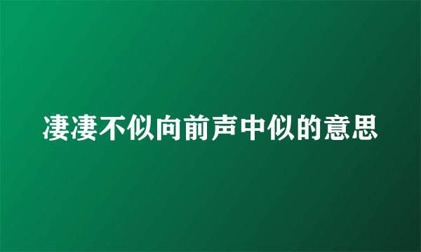 凄凄不似向前声中似的意思