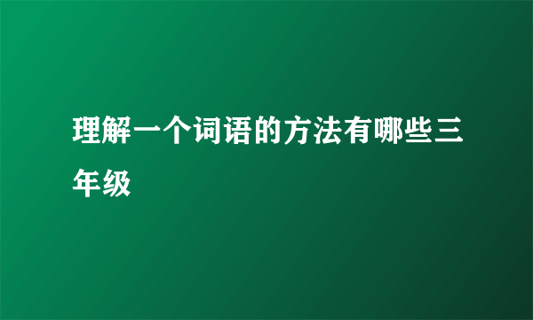 理解一个词语的方法有哪些三年级