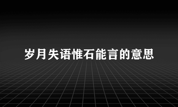 岁月失语惟石能言的意思