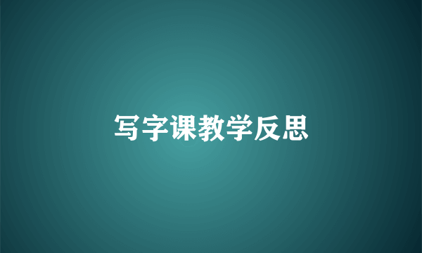 写字课教学反思