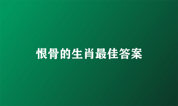 恨骨的生肖最佳答案