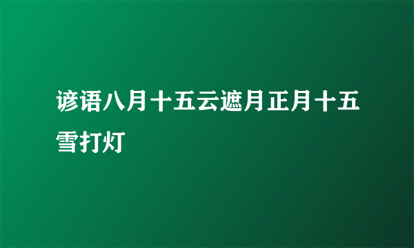 谚语八月十五云遮月正月十五雪打灯