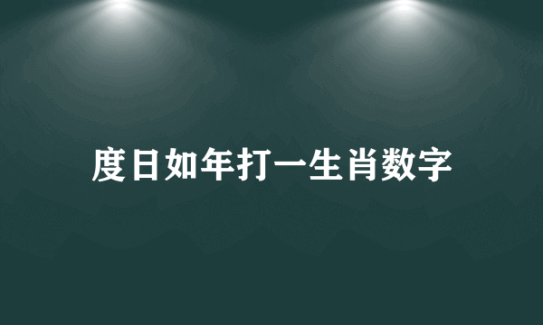 度日如年打一生肖数字