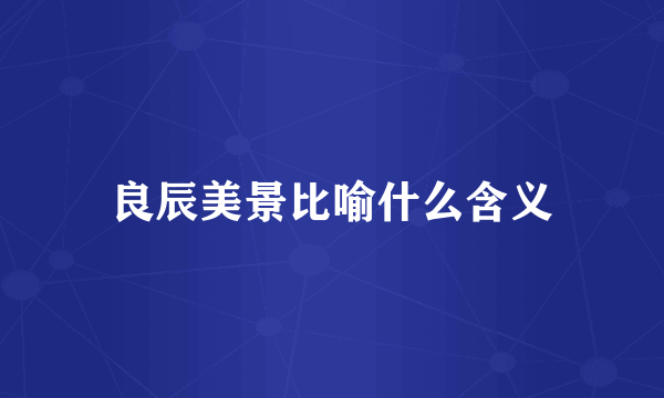 良辰美景比喻什么含义