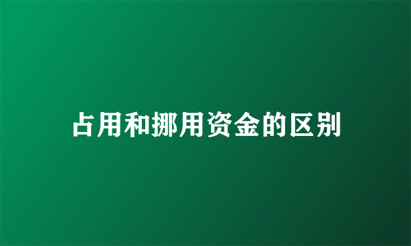 占用和挪用资金的区别