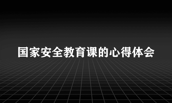 国家安全教育课的心得体会