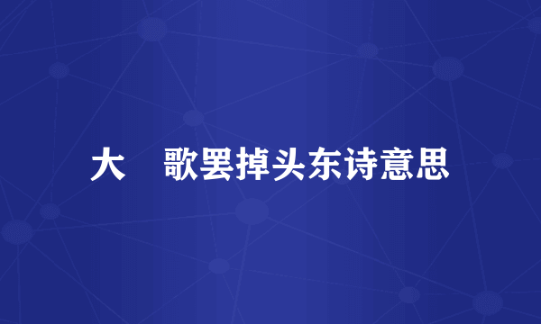 大冮歌罢掉头东诗意思