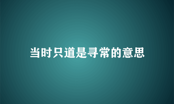 当时只道是寻常的意思