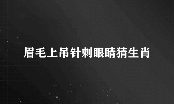 眉毛上吊针刺眼睛猜生肖