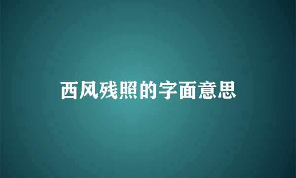 西风残照的字面意思