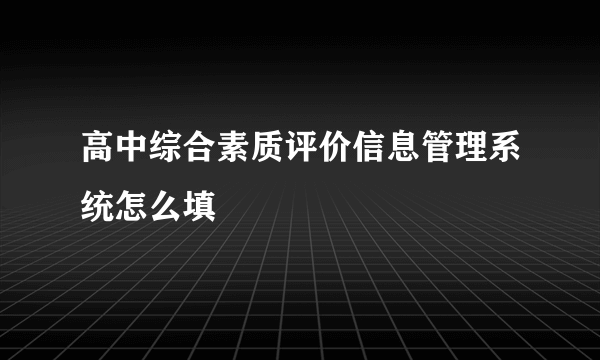 高中综合素质评价信息管理系统怎么填