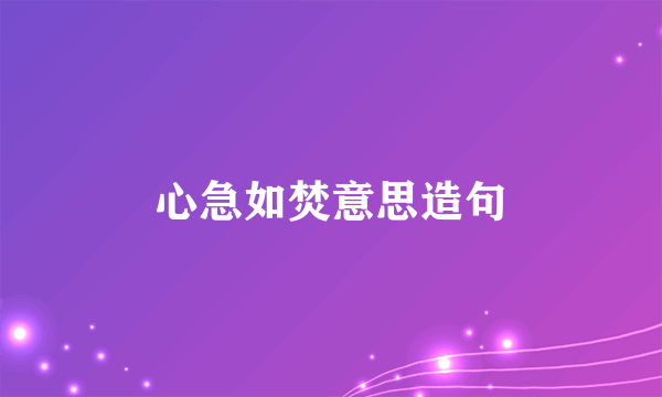 心急如焚意思造句