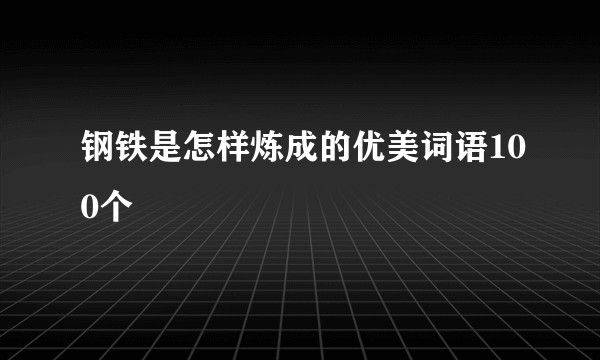 钢铁是怎样炼成的优美词语100个