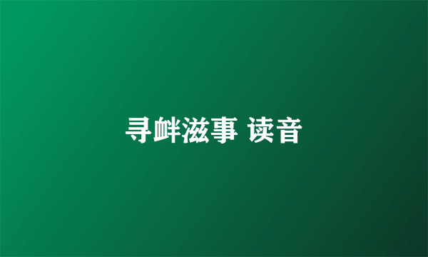 寻衅滋事 读音