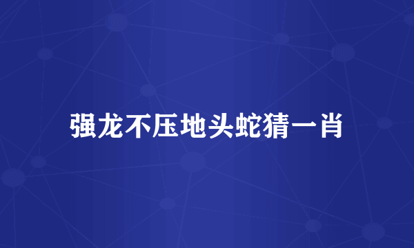 强龙不压地头蛇猜一肖
