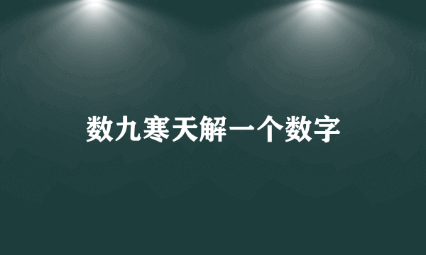 数九寒天解一个数字