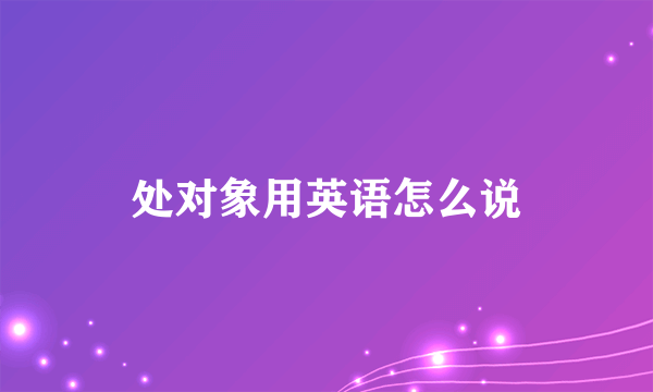 处对象用英语怎么说