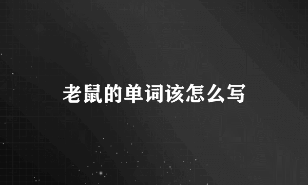 老鼠的单词该怎么写